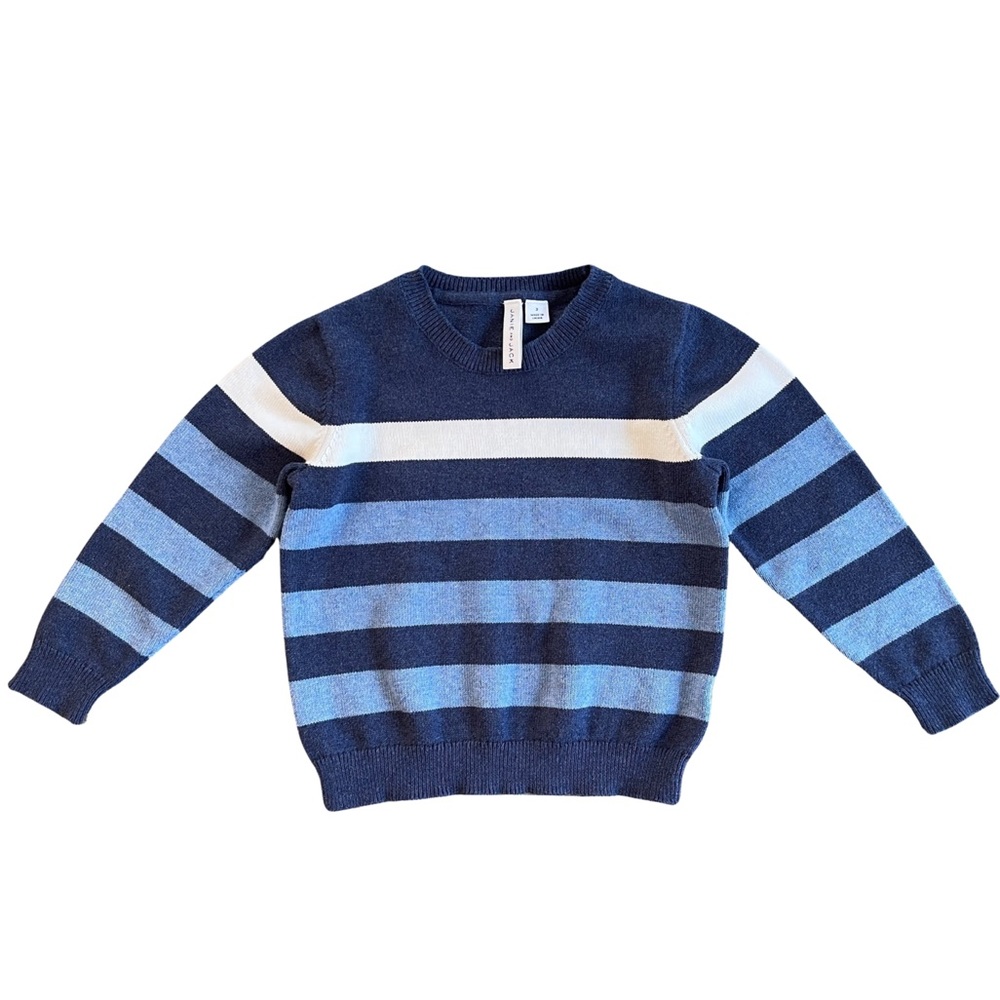 Janie and Jack Toddler Boys Blue and White Striped Sweater Size 3